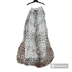 Made in Italy NWT 100% Silk Sheer Animal Print Maxi Dress Fully lined Size M/L